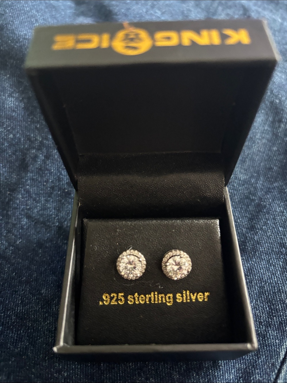 925 Sterling Silver White CZ Halo Stud Earrings -